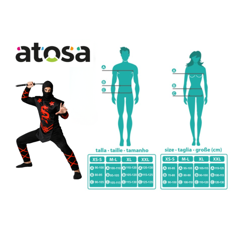 Disfraz Ninja Del Dragón Rojo Talla XL