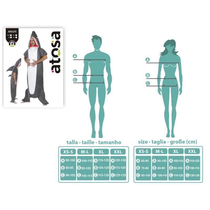 Disfraz De Tiburón Adulto Talla M-L