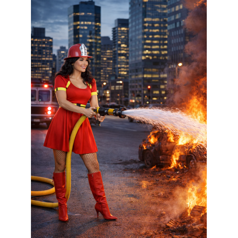 Disfraz Bombera En Llamas Talla M-L