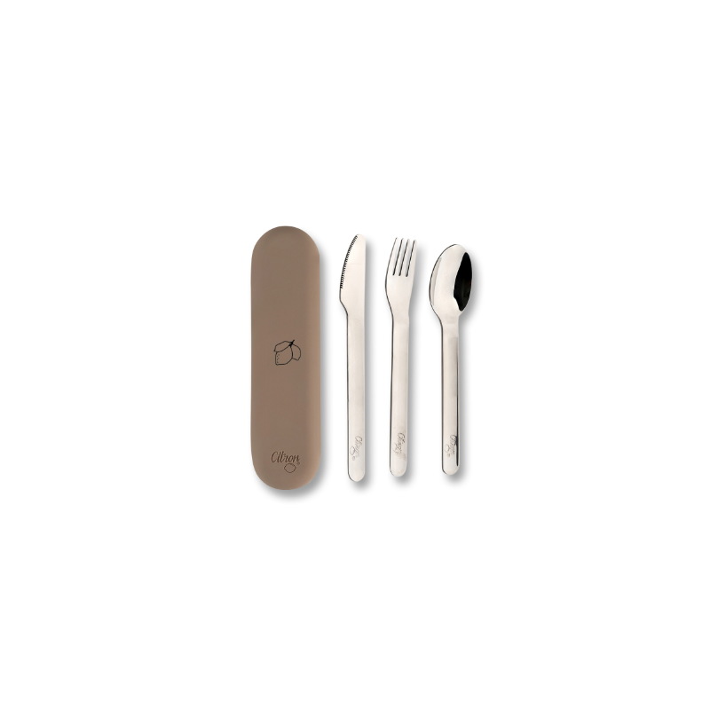 Cubiertos Acero Inoxidable Estuche Marrón