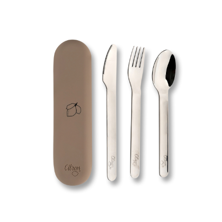 Cubiertos Acero Inoxidable Estuche Marrón