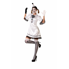 Disfraz Payasa Blanco Y Negro Talla XS-S De Atosa