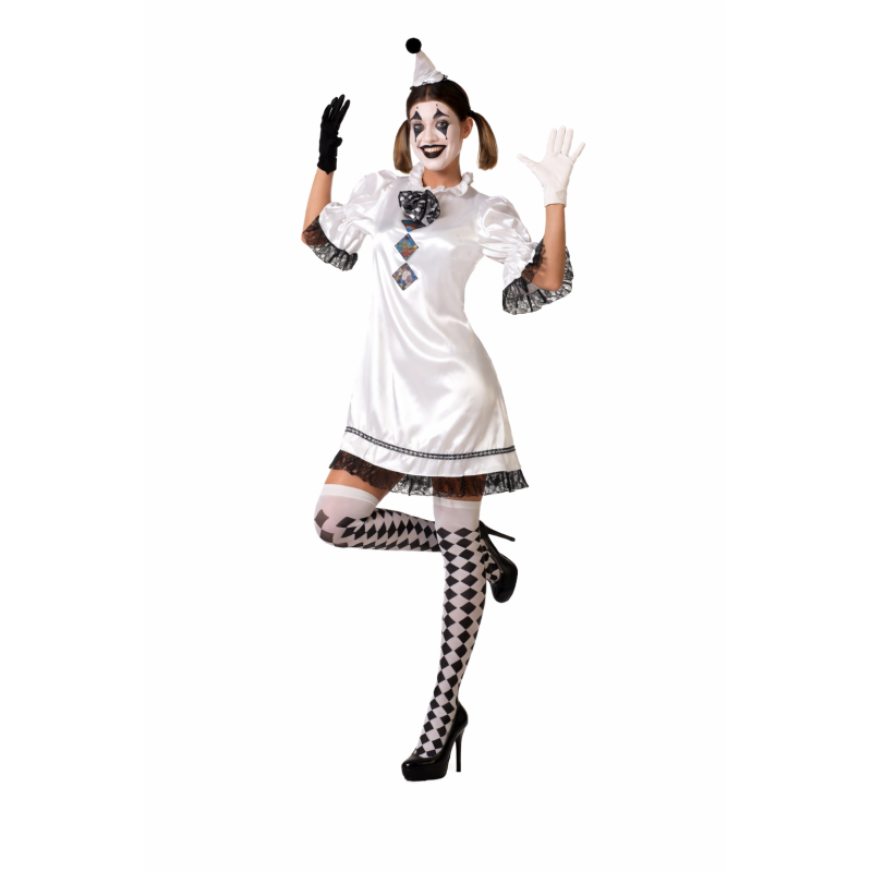 Disfraz Payasa Blanco Y Negro Talla M-L De Atosa