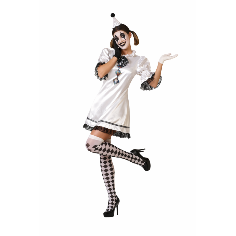 Disfraz Payasa Blanco Y Negro Talla M-L
