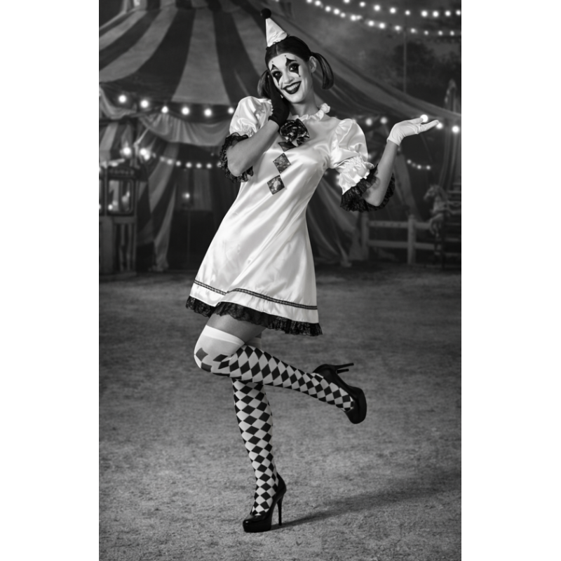 Disfraz Payasa Blanco Y Negro Talla M-L