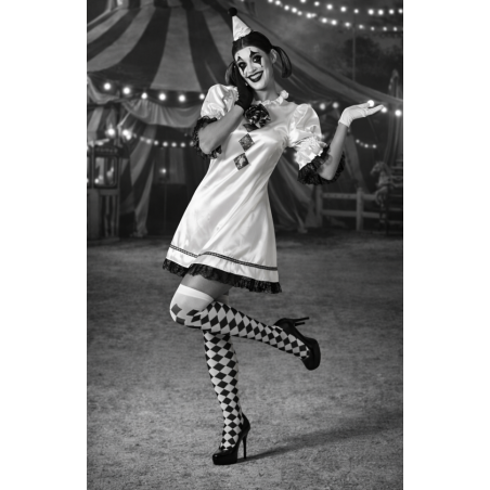 Disfraz Payasa Blanco Y Negro Talla M-L