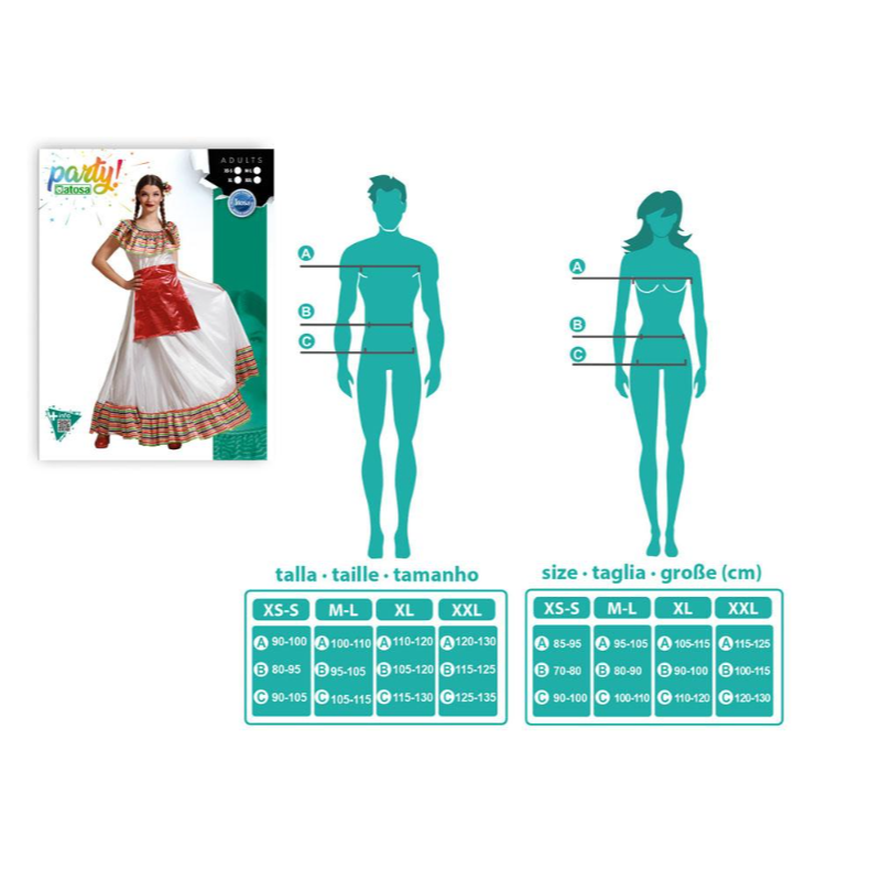 Disfraz Mexicana Viva México Talla XS-S