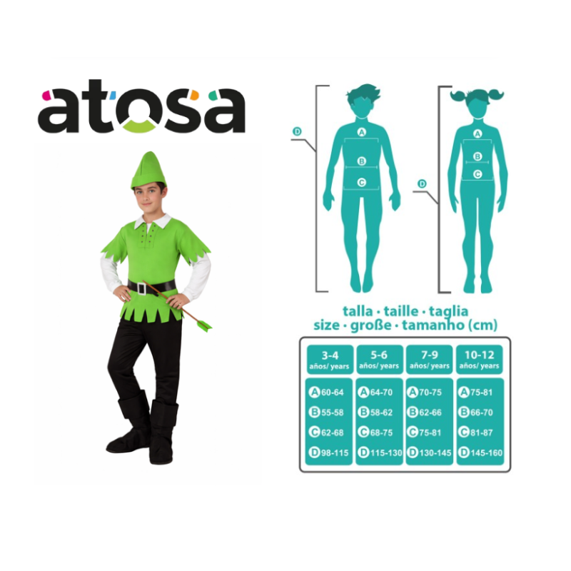 Disfraz De Arquero De Los Bosques Talla 3-4 Años