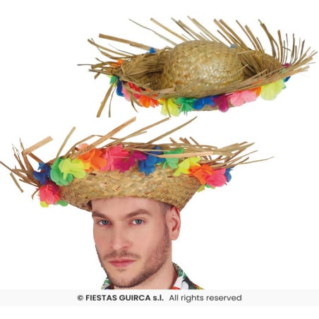 Sombrero De Paja Con Flores