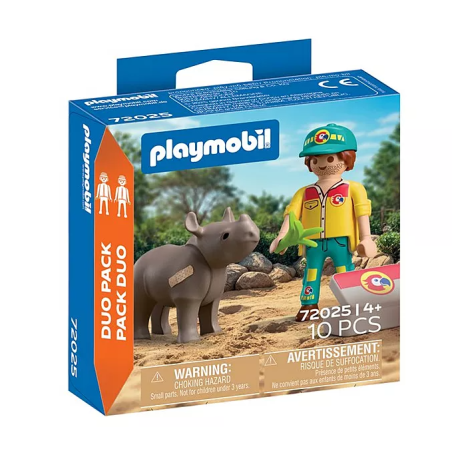 PLAYMOBIL Duo Cuidador Con Rinoceronte 72025 De Playmobil
