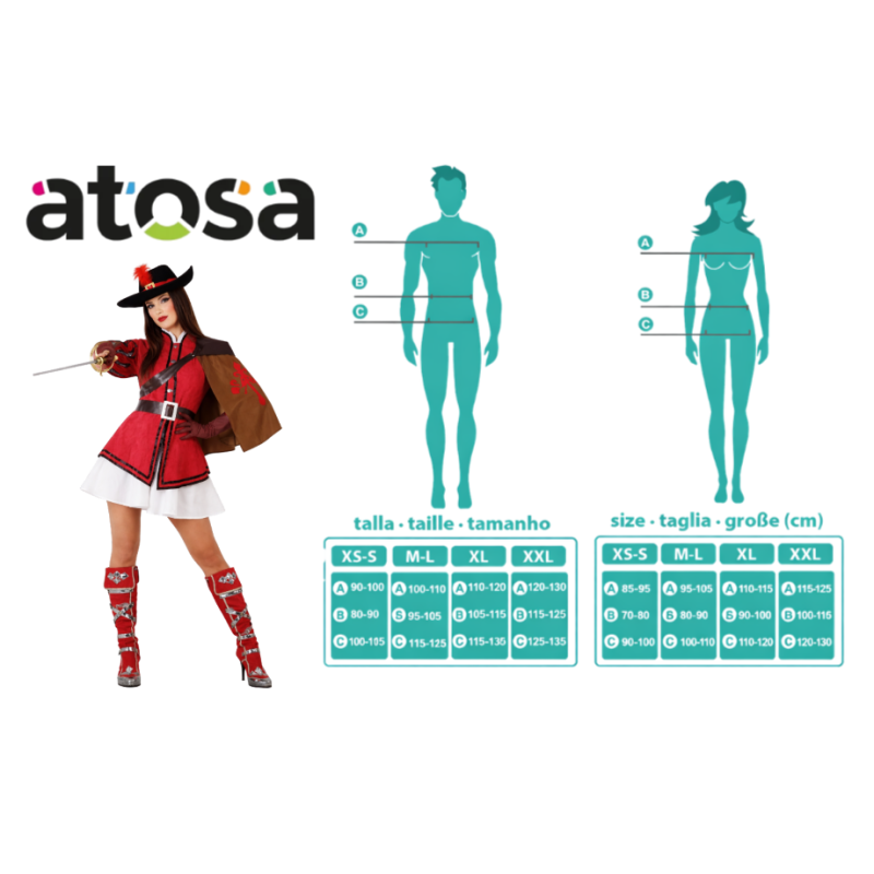 Disfraz Mosquetera Espada Y Honor Talla M-L