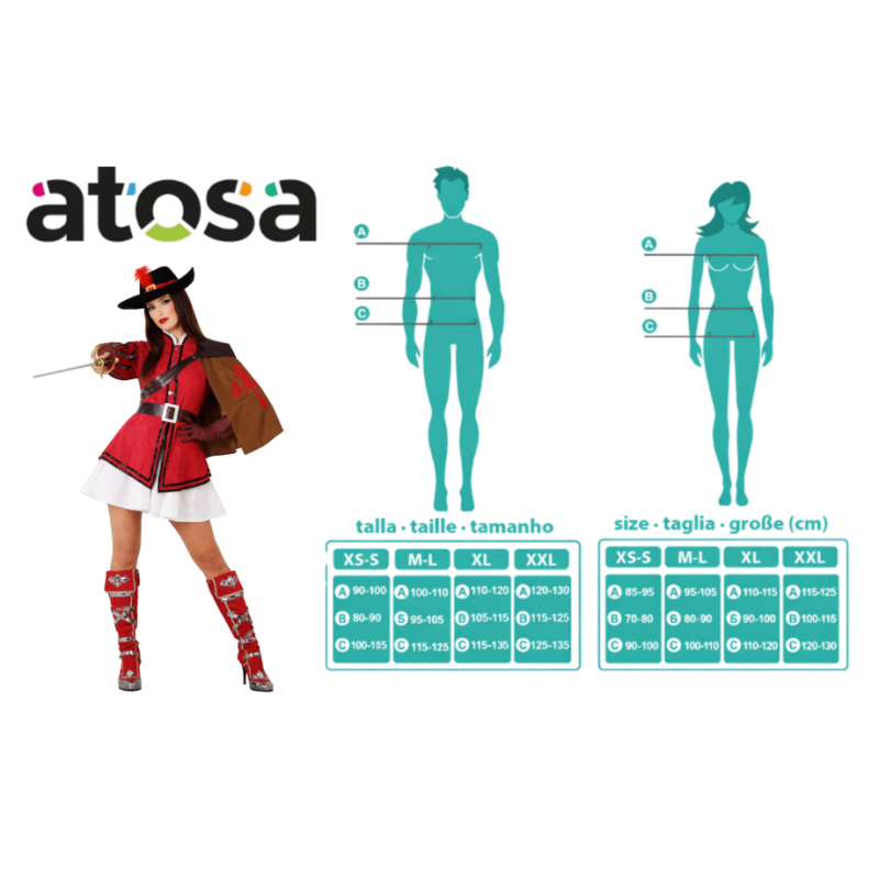 Disfraz Mosquetera Espada Y Honor Talla XL