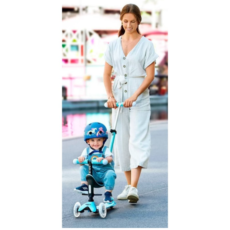 Micro Patinete Mini 4 En 1 Deluxe LED Azul