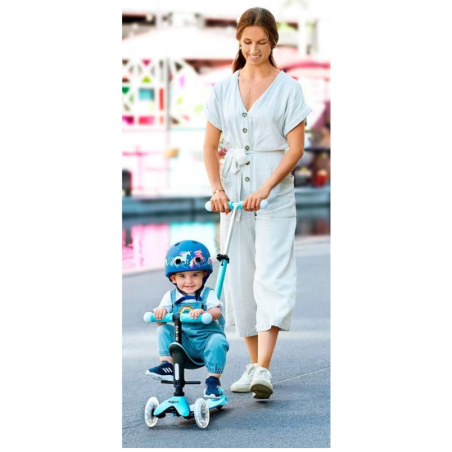 Micro Patinete Mini 4 En 1 Deluxe LED Azul