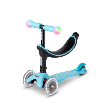 Micro Patinete Mini 4 En 1 Deluxe LED Azul