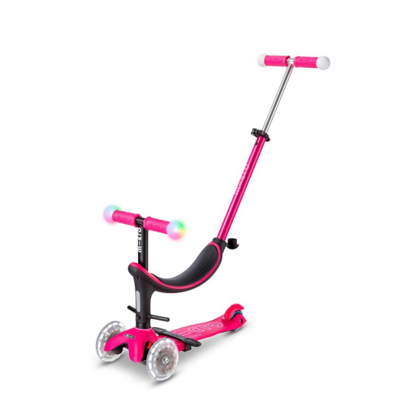 Micro Patinete Mini 4 En 1 Deluxe LED Rosa De Micro