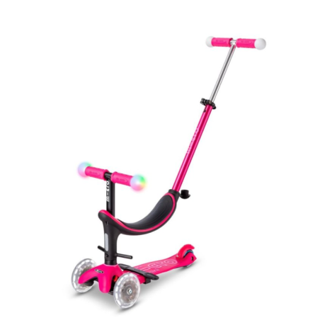 Micro Patinete Mini 4 En 1 Deluxe LED Rosa De Micro