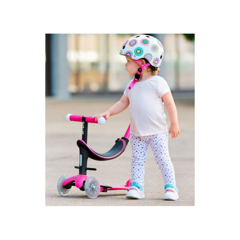 Micro Patinete Mini 4 En 1 Deluxe LED Rosa