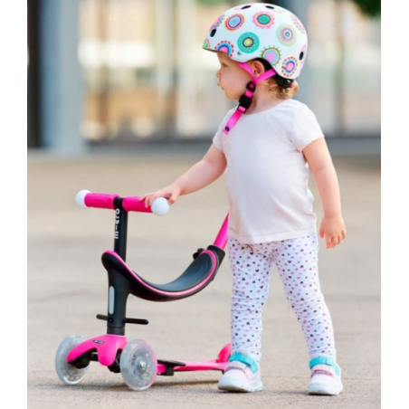 Micro Patinete Mini 4 En 1 Deluxe LED Rosa