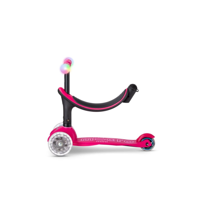 Micro Patinete Mini 4 En 1 Deluxe LED Rosa