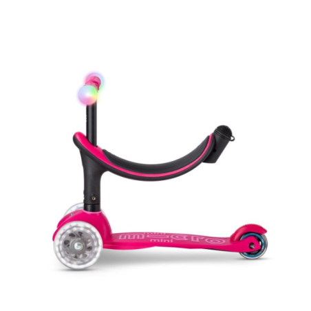 Micro Patinete Mini 4 En 1 Deluxe LED Rosa