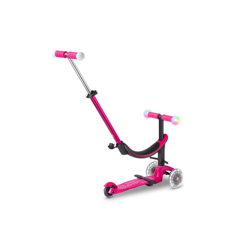 Micro Patinete Mini 4 En 1 Deluxe LED Rosa