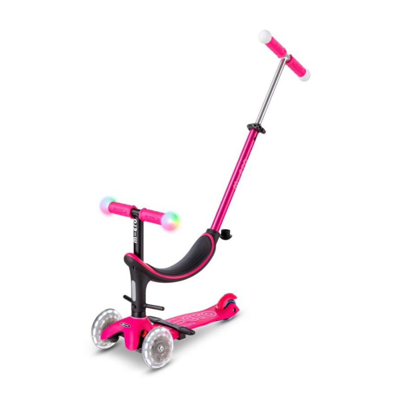 Micro Patinete Mini 4 En 1 Deluxe LED Rosa