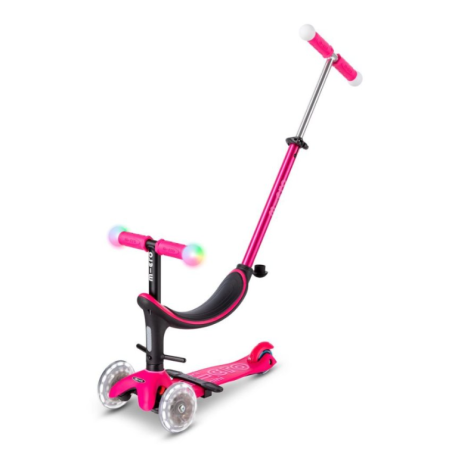 Micro Patinete Mini 4 En 1 Deluxe LED Rosa