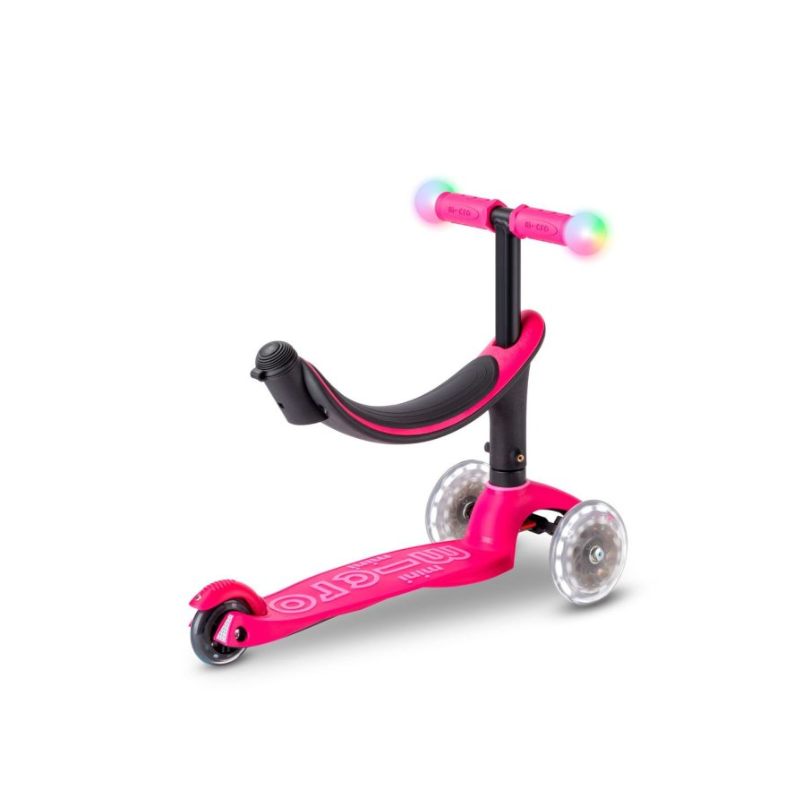 Micro Patinete Mini 4 En 1 Deluxe LED Rosa
