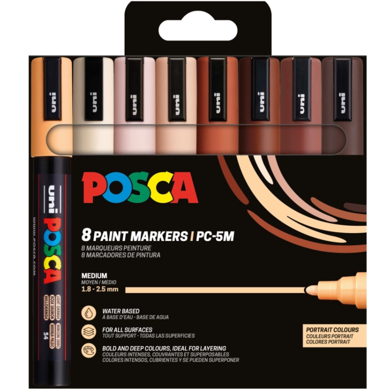 Set 8 Rotuladores Posca Colores Portrait PC-5M