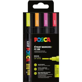 Set 4 Rotuladores Posca Colores Flúor PC-5M