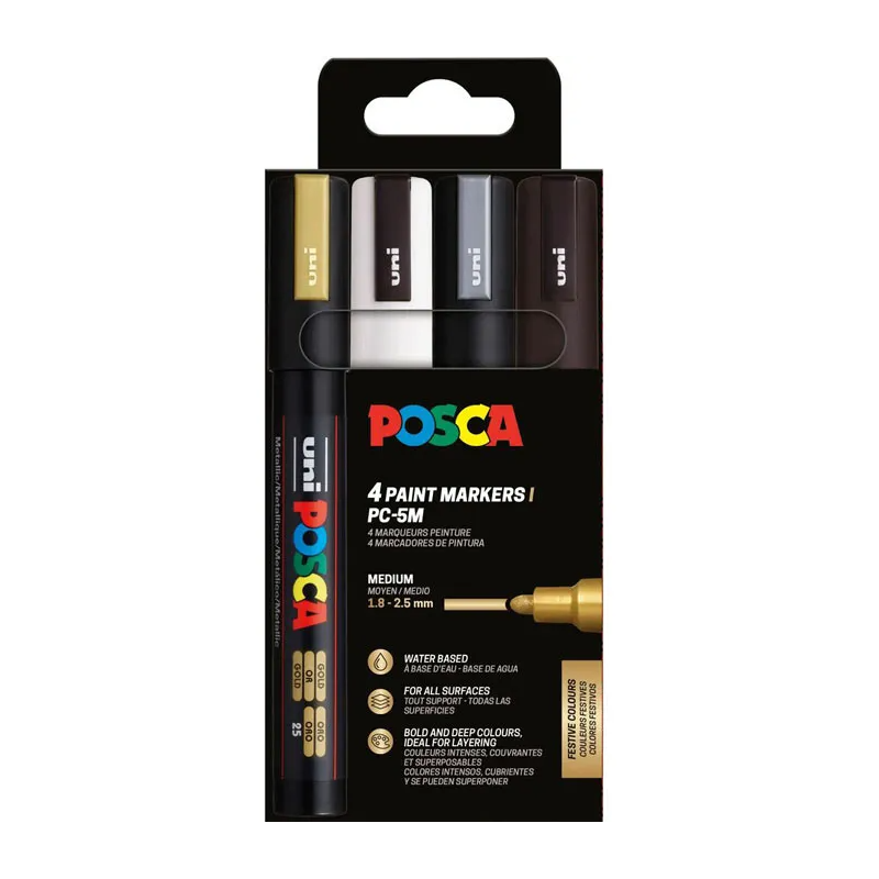 Set 4 Rotuladores Posca Colores Festivos PC-5M