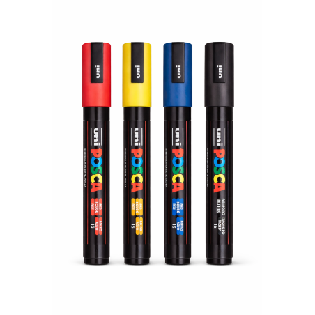 Set 4 Rotuladores Posca PC-5M Colores Básicos Punta Media 1.8-2.5 mm