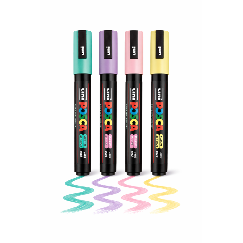 Set 4 Rotuladores Posca PC-5M Colores Pastel Punta Media 1.8-2.5 mm