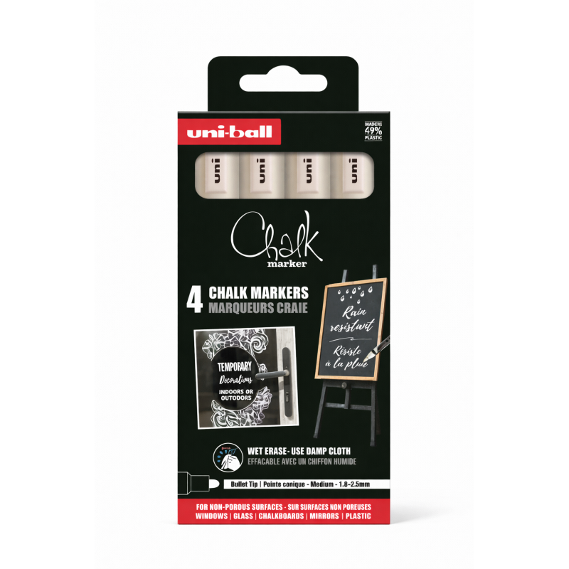 Set 4 Rotuladores Posca PC-5M Blanco Punta Media 1.8-2.5 mm De POSCA