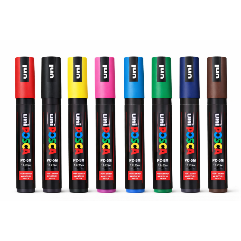 Set 8 Rotuladores Posca PC-5M Colores Básicos Punta Media 1.8-2.5 mm