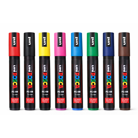 Set 8 Rotuladores Posca PC-5M Colores Básicos Punta Media 1.8-2.5 mm