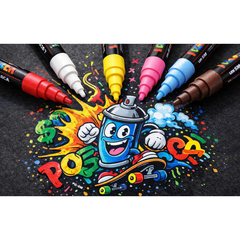 Set 8 Rotuladores Posca PC-5M Colores Básicos Punta Media 1.8-2.5 mm