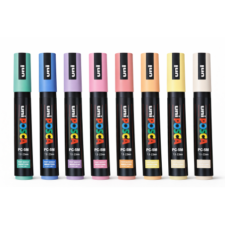 Set 8 Rotuladores Posca PC-5M Colores Pastel Punta Media 1.8-2.5 mm