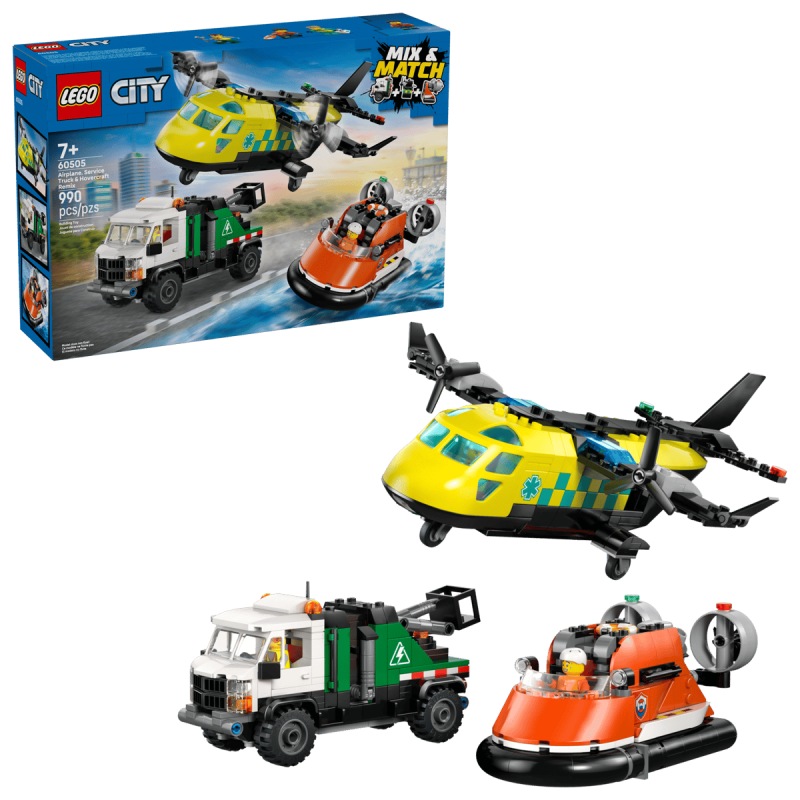 LEGO City Mix & Match: Avión, Camión Técnico y Aerodeslizador 60505 De LEGO