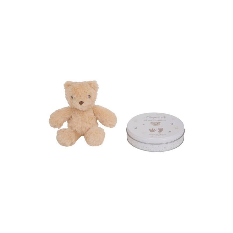 Set Huellas Bebé Aniel con Peluche Oso y Caja Recuerdo