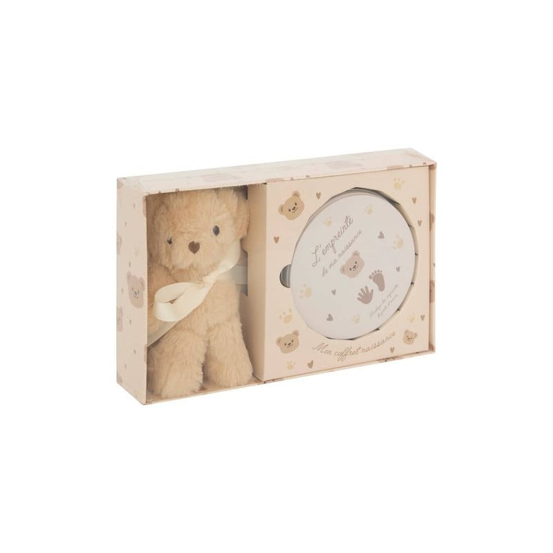 Set Huellas Bebé Aniel con Peluche Oso y Caja Recuerdo