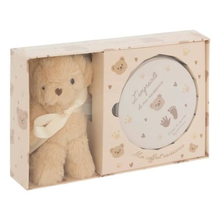 Set Huellas Bebé Aniel con Peluche Oso y Caja Recuerdo