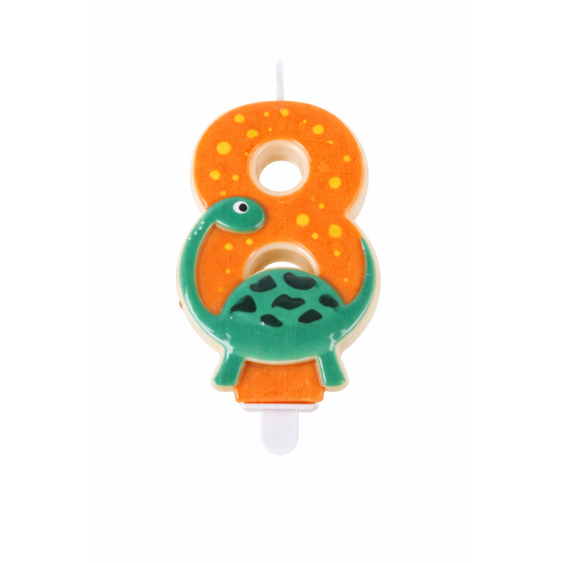 Vela De Cumpleaños Número 8 Dinosaurios De Partilandia