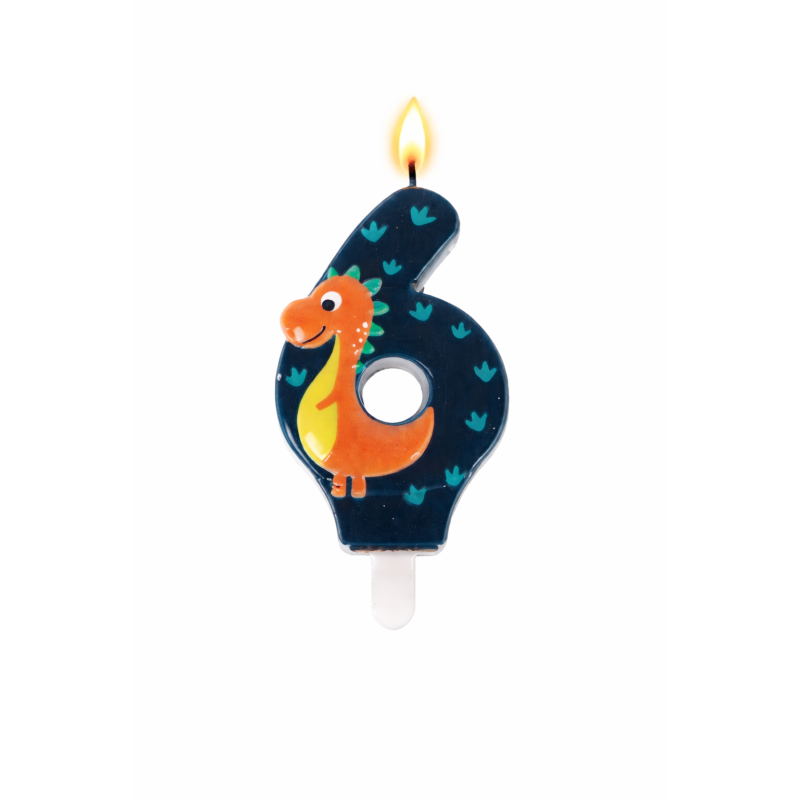 Vela De Cumpleaños Número 6 Dinosaurios De Partilandia