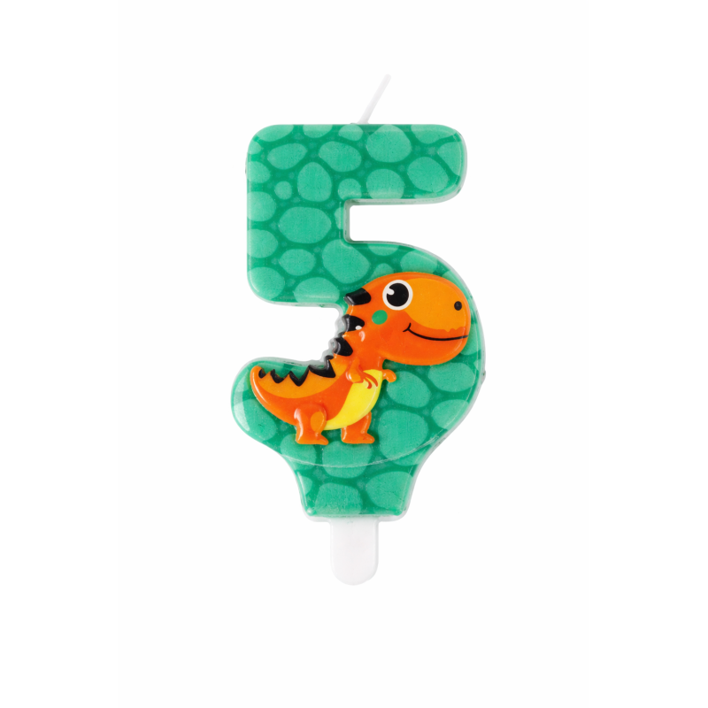 Vela De Cumpleaños Número 5 Dinosaurios De Partilandia