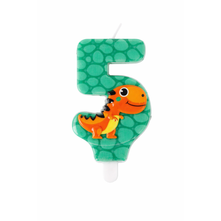 Vela De Cumpleaños Número 5 Dinosaurios De Partilandia