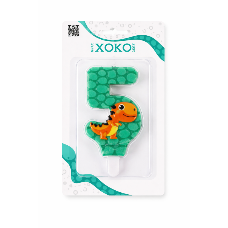 Vela De Cumpleaños Número 5 Dinosaurios