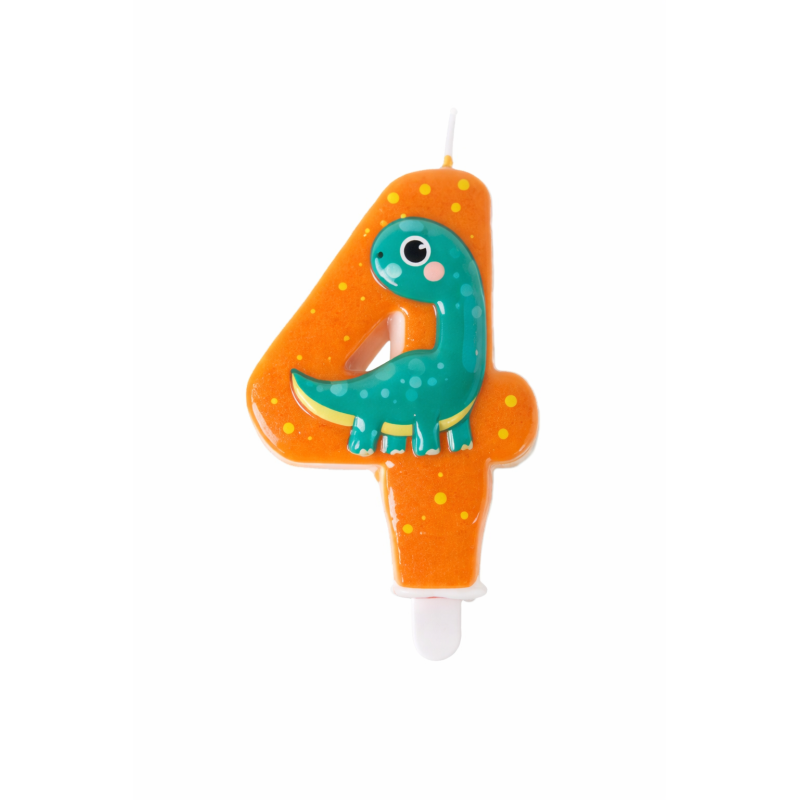 Vela De Cumpleaños Número 4 Dinosaurios De Partilandia