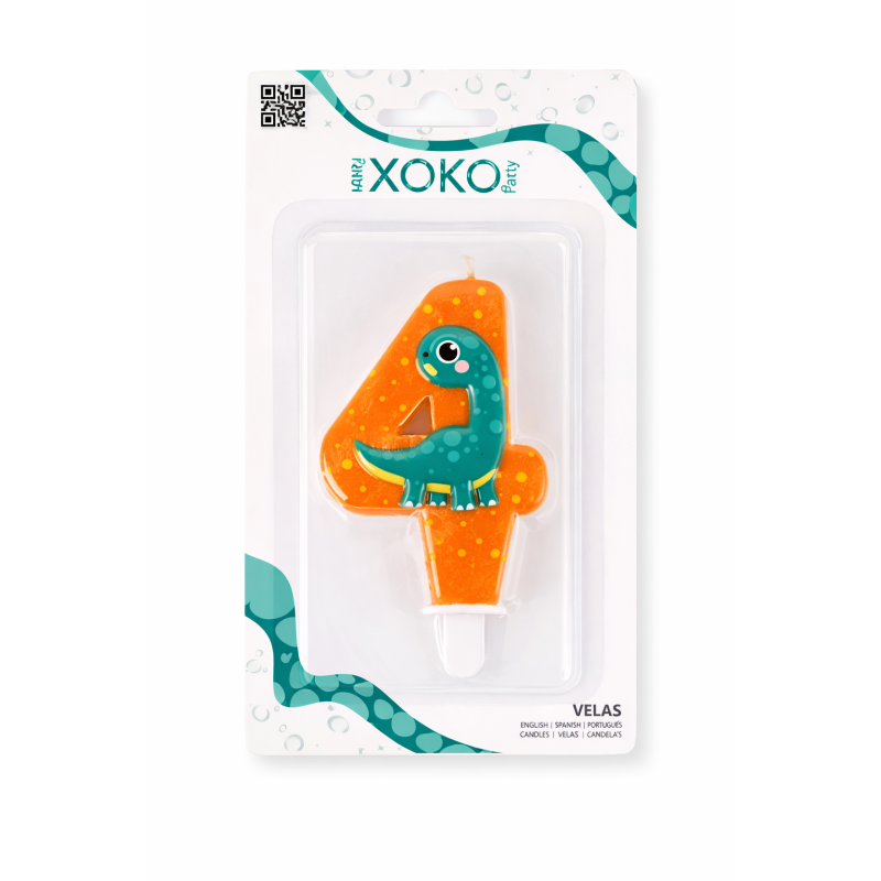 Vela De Cumpleaños Número 4 Dinosaurios